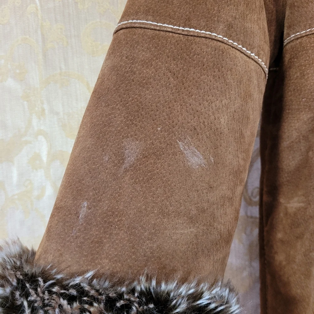 Vtg Wilsons Leather Penny Lane Suede Coat With Matching Hat Set Y2k Bratz Style - Picture 5 of 14
